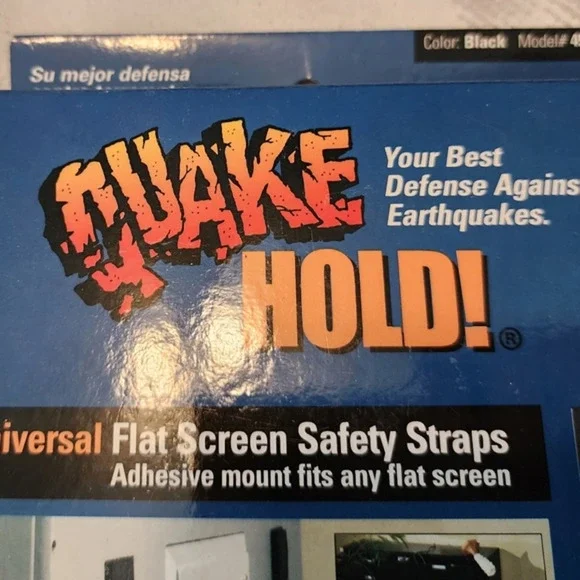QuakeHOLD! Universal‎ Flat Screen TV Safety Straps. Secure TVs. Kid safety. NEW - Picture 4 of 11